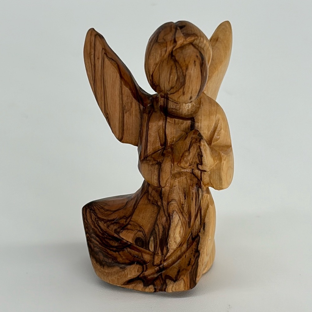 Hand Carved Olive Wood Praying Angel